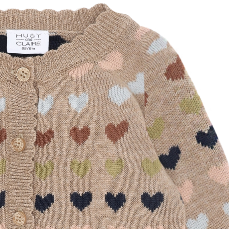 Hust & Claire Cilja Heart Cardigan - Biscuit