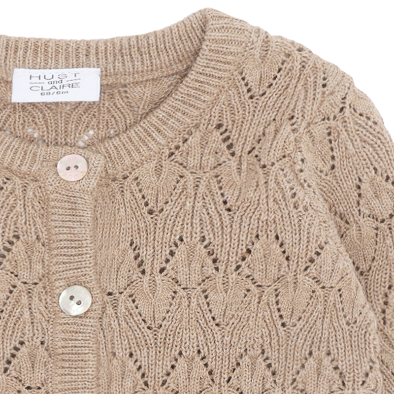 Hust & Claire Cilja Pointelle Cardigan - Biscuit
