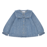 Hust & Claire Karoline Denim Skjorte Bluse - Blue