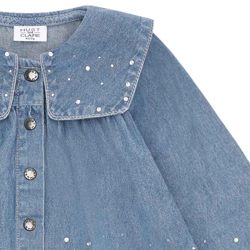 Hust & Claire Karoline Denim Skjorte Bluse - Blue