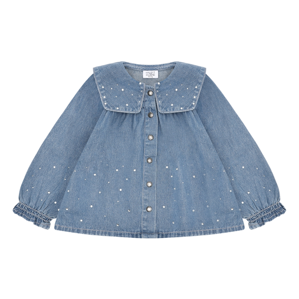 Hust & Claire Karoline Denim Skjorte Bluse - Blue