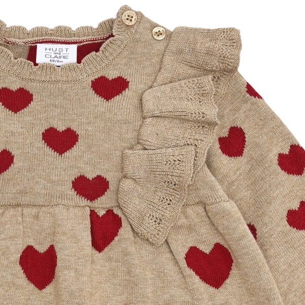 Hust & Claire Kristel Heart Kjole - Biscuit