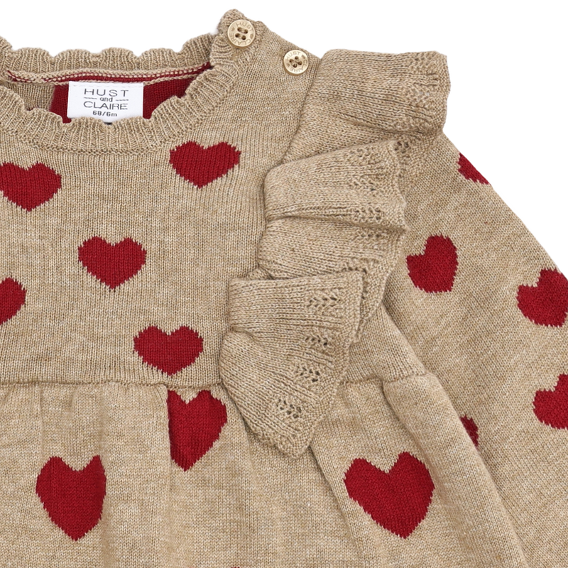 Hust & Claire Kristel Heart Kjole - Biscuit