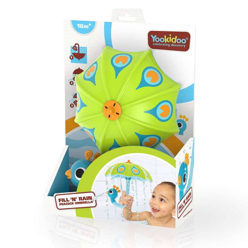 Yookidoo Fill 'N' Rain Peacock Umbrella - Green