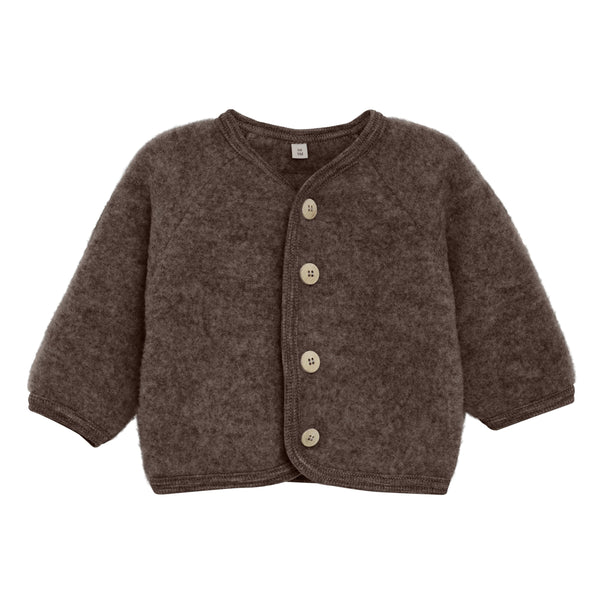 Huttelihut Cardigan, Uld-fleece - Brown Melange