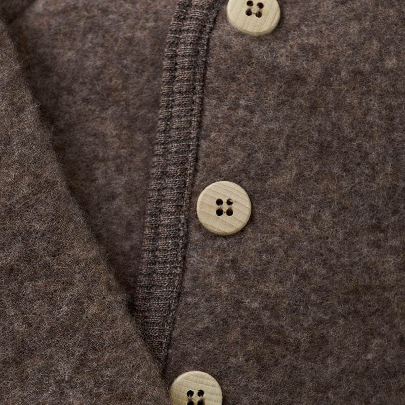 Huttelihut Cardigan, Uld-fleece - Brown Melange