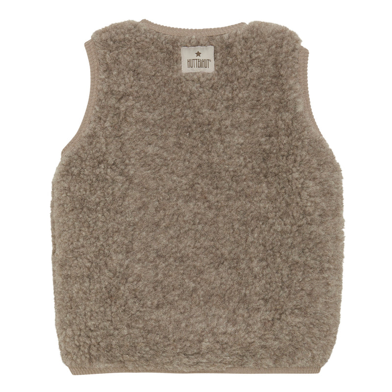 Huttelihut Teddy Vest, Uld m. inderfoer - Camel Melange