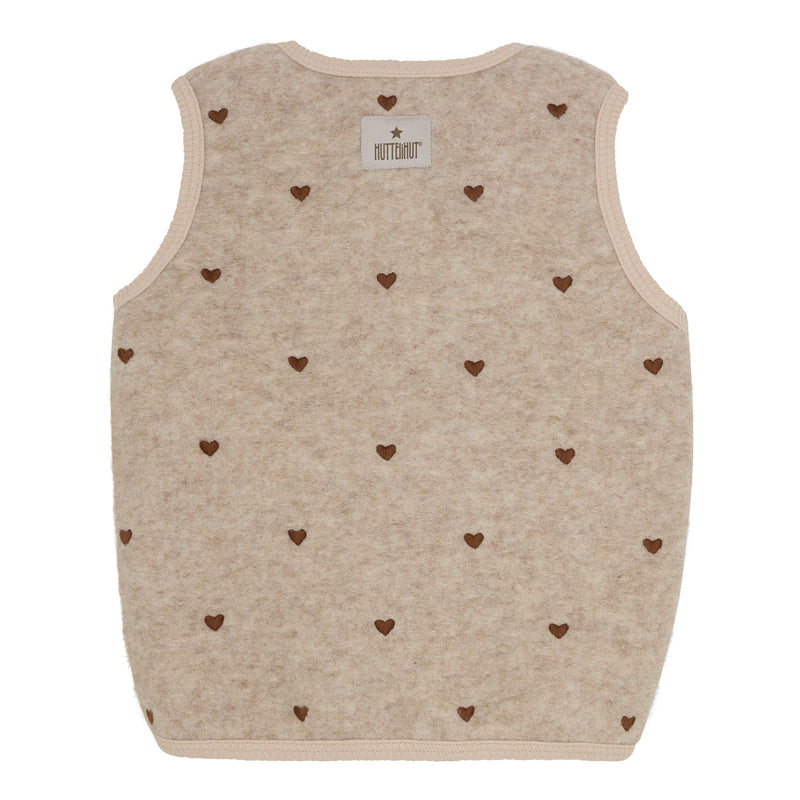 Huttelihut Vest, Uld m. inderfoer  - Sand Melange