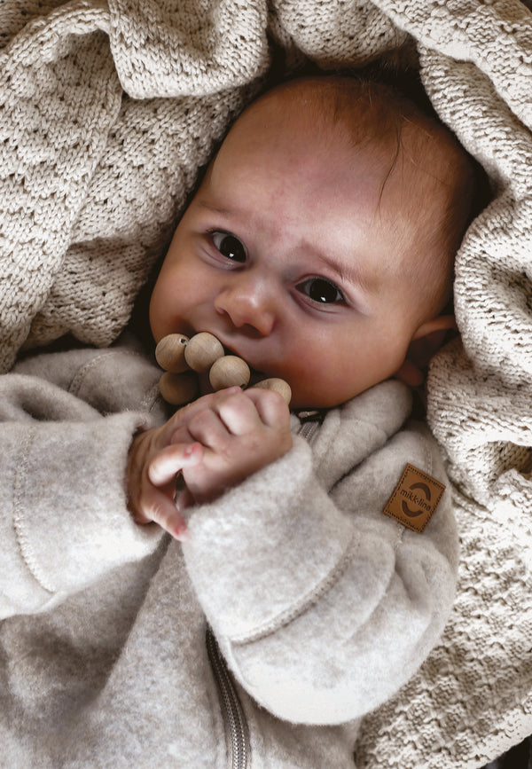 Mikk-Line Uld Baby Jakke - Melange Off White