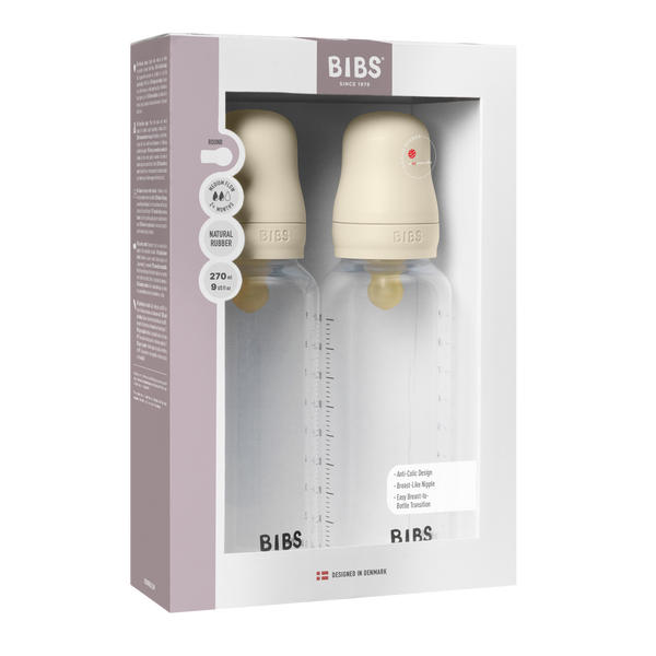 Bibs Sutteflaske 270 ml, Latex medium flow, 2-pak - Ivory