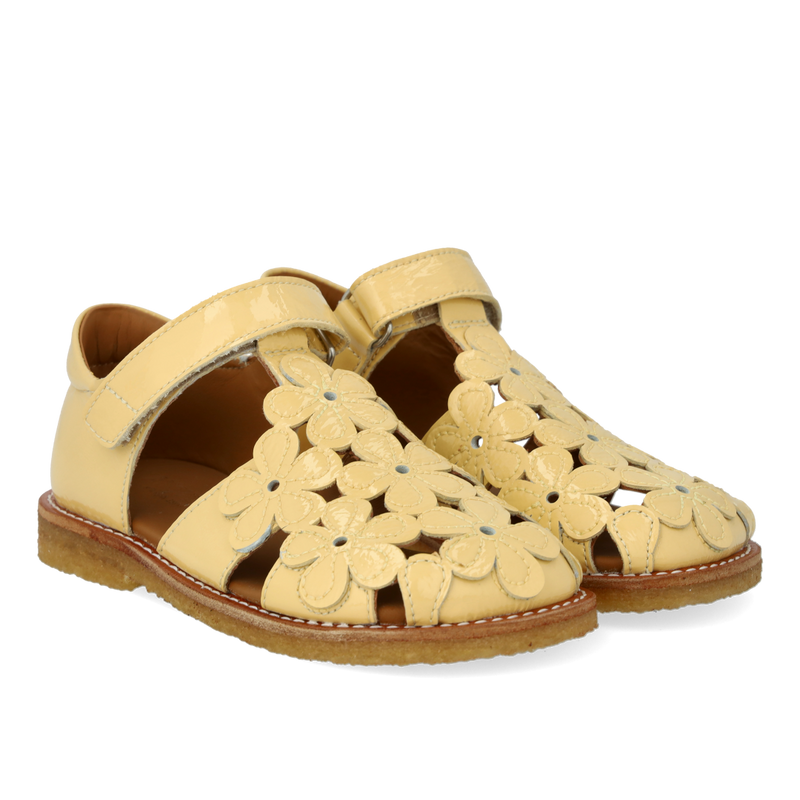 Angulus Sandaler m. blomsterdetaljer - Mellow Yellow