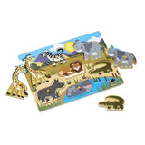 Melissa & Doug Knop Træ Puslespil - Safari