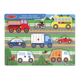 Melissa & Doug Knop Træ Puslespil - Køretøjer