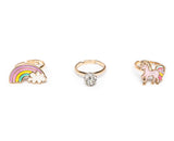 Great Pretenders Unicorn Rainbow Fingerringe, 3-pack