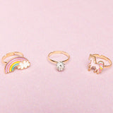 Great Pretenders Unicorn Rainbow Fingerringe, 3-pack