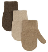 Mikk-Line Magic Strik Vanter, 3-pak - Beige Melange/Denver/Brown
