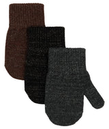 Mikk-Line Magic Lurex Strik Vanter, 3-pak - French Roast/Black/Antrazite