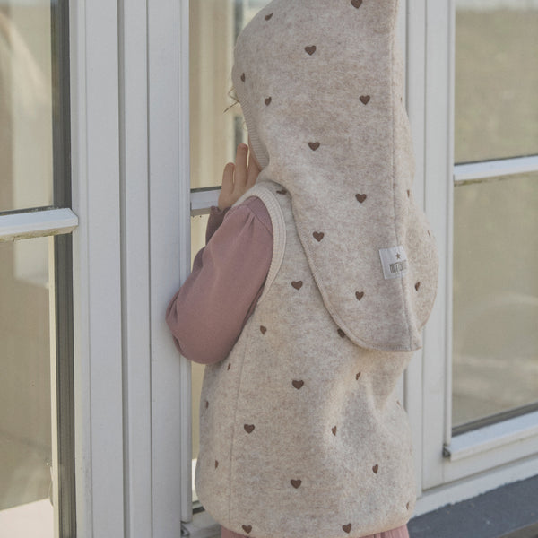Huttelihut Vest, Uld m. inderfoer  - Sand Melange
