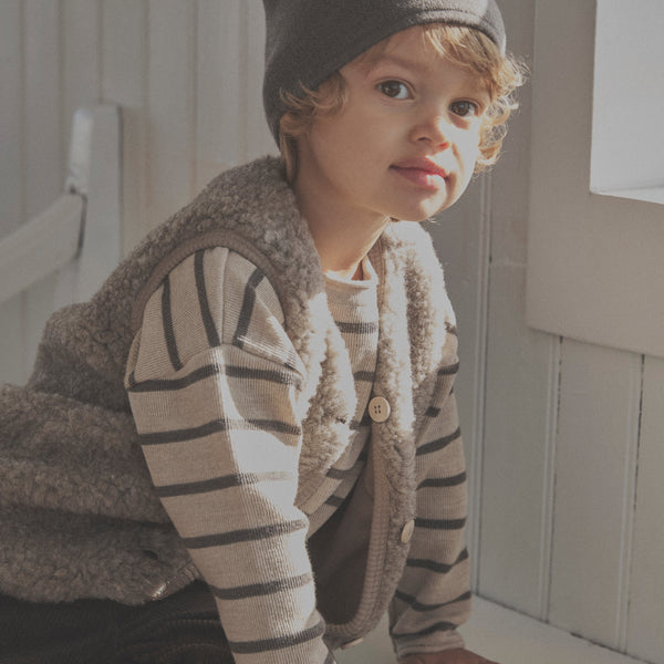 Huttelihut Teddy Vest, Uld m. inderfoer - Camel Melange