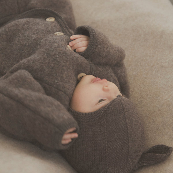 Huttelihut Cardigan, Uld-fleece - Brown Melange