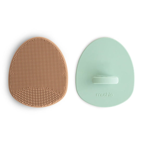 Mushie Cradle Cap Børste, 2 pak - Natural/Cambridge Blue
