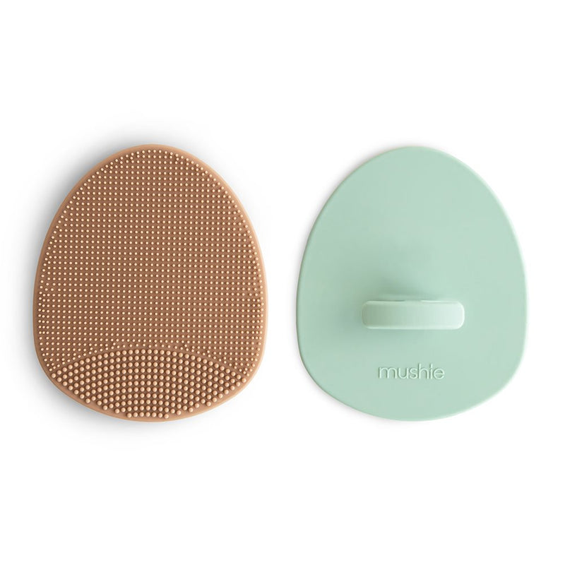 Mushie Cradle Cap Børste, 2 pak - Natural/Cambridge Blue