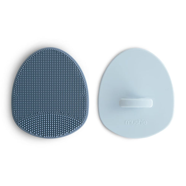 Mushie Cradle Cap Børste, 2 pak - Tradewinds/Periwinkle