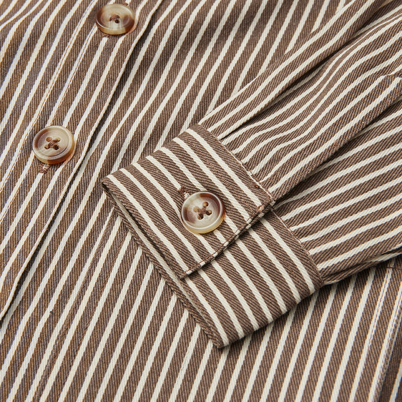 Flöss Bob Skjorte - Roast Brown Stripe