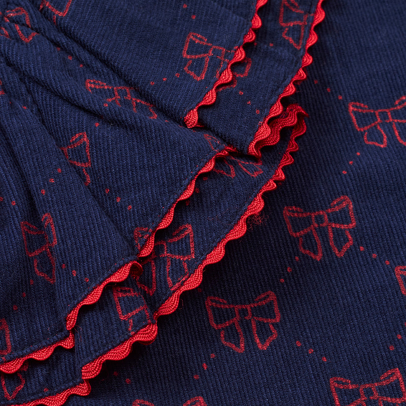 Flöss Luna Kjole - Navy/Ruby Red Bows