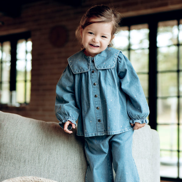 Hust & Claire Karoline Denim Skjorte Bluse - Blue