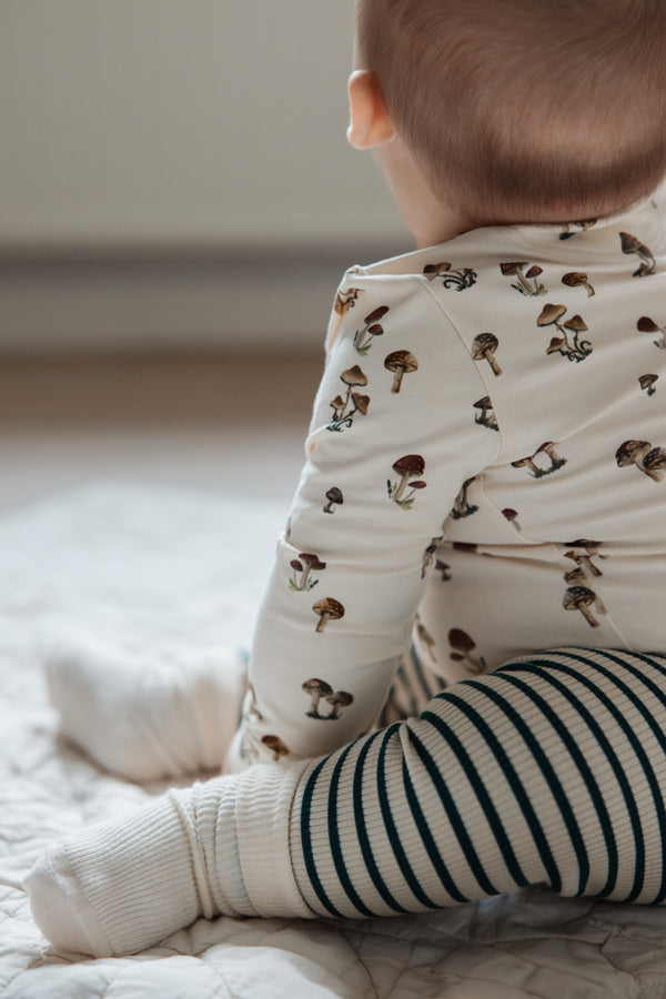 Petit Piao Leggings Modal Striped - Coffee Bean/Off White