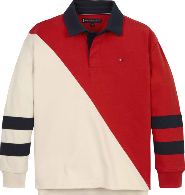 Tommy Hilfiger Colorblock Rugby Polo - Red/White Colorblock
