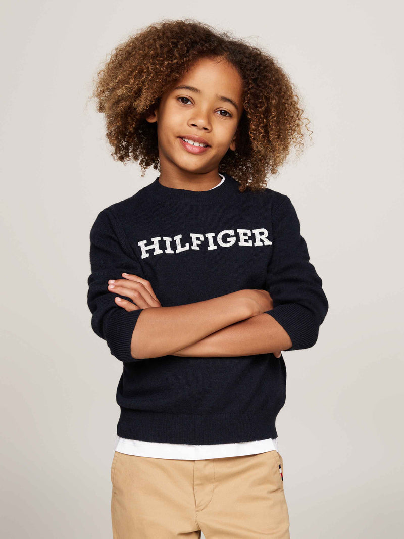 Tommy Hilfiger Monotype Strik Bluse - Desert Sky