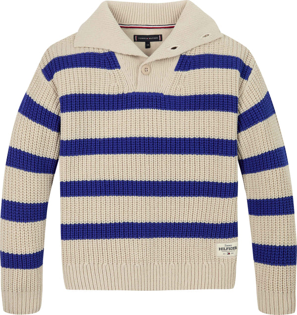 Tommy Hilfiger Mockneck Sweater - Wedge Blue Stripe