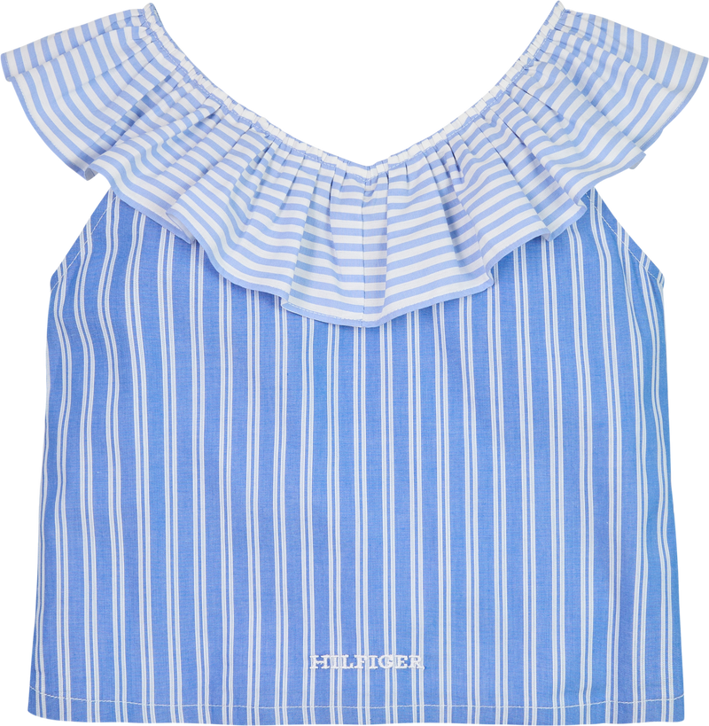 Tommy Hilfiger Mixed Stripe Frill Top - Blue Spell