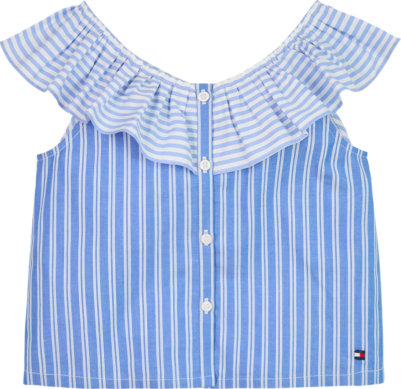 Tommy Hilfiger Mixed Stripe Frill Top - Blue Spell