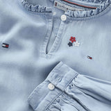 Tommy Hilfiger Flower Tencel Flare Kjole - Denim Blue