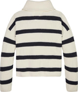 Tommy Hilfiger Stripe Half Zip Strik Bluse - Blue Stripe