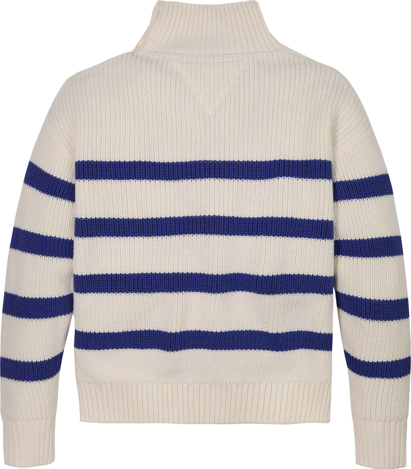 Tommy Hilfiger Mock Neck Strik Bluse - Ivory Petal/Blue