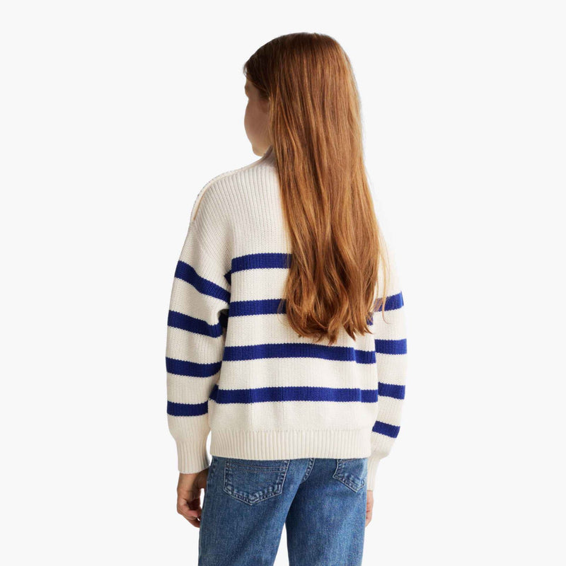 Tommy Hilfiger Mock Neck Strik Bluse - Ivory Petal/Blue