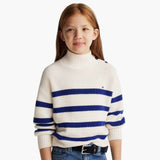 Tommy Hilfiger Mock Neck Strik Bluse - Ivory Petal/Blue