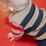 Hust & Claire Pilou Strik Bluse - Stripes Biscuit