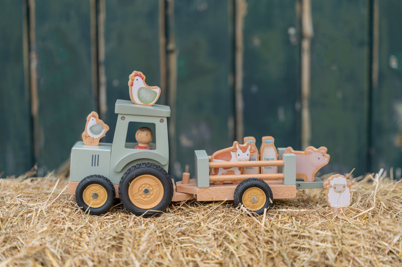 Little Dutch Traktor med vogn - Little Farm
