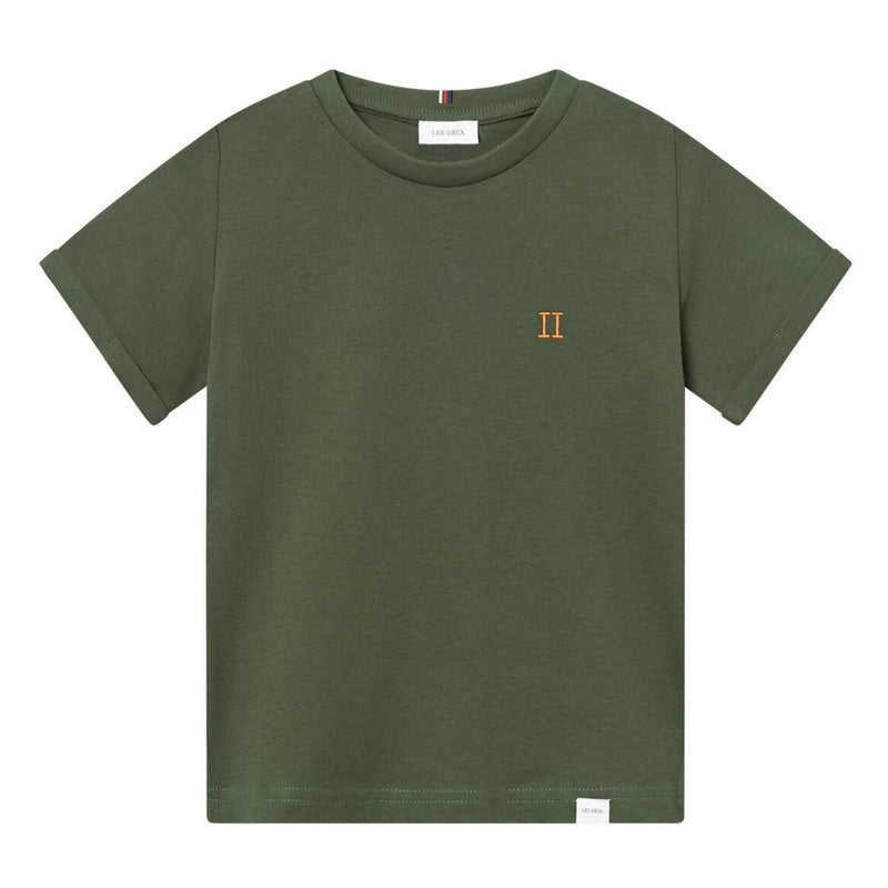 LES DEUX Nørregaard T-Shirt - Olive Night/Orange