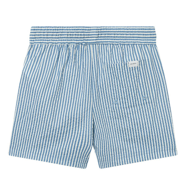 LES DEUX Stan Stripe Seersucker Badeshorts - Washed Denim Blue