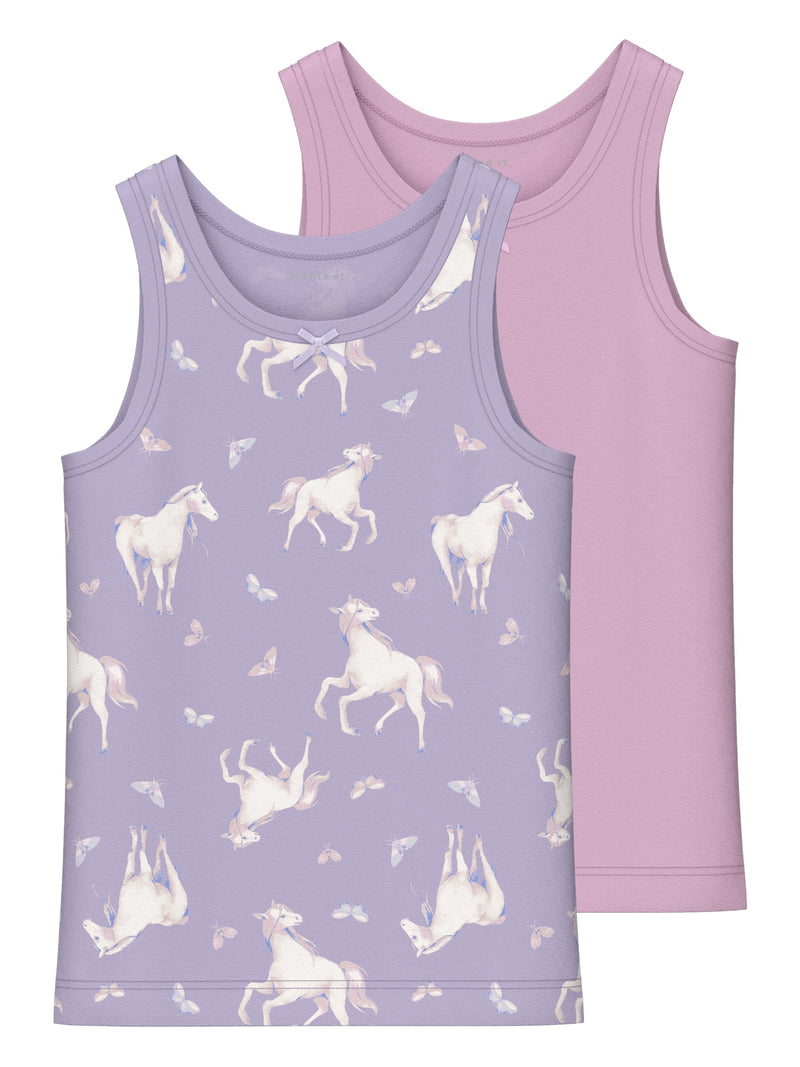 Name It Tank Undertrøje, 2-pak - Pastel Lilac Horse