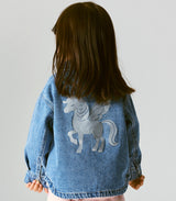 Name It Luna Glitter Enhjørning Denim Jakke - Medium Blue
