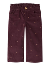 Name It Bella Wide Fløjls Bukser - Catawba Grape Glitter Bows
