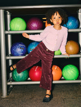 Name It Bella Wide Fløjls Bukser - Catawba Grape Glitter Bows