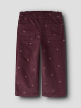 Name It Bella Wide Fløjls Bukser - Catawba Grape Glitter Bows
